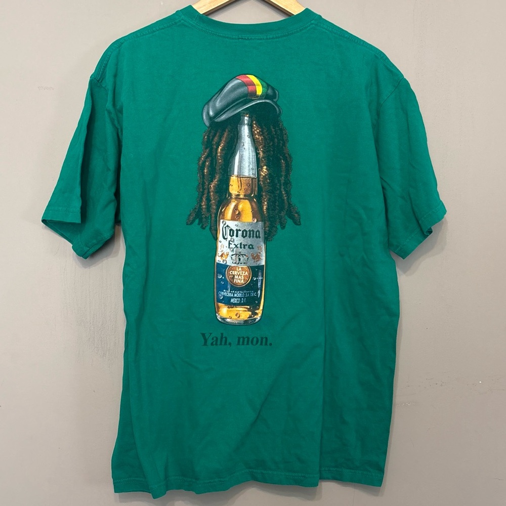 CORONA Cotton Yah Mon Reggae Rasta Hat Short Sleeve Tee, Front Logo Embroidery